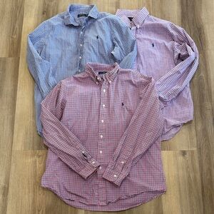 Ralph Lauren Men’s Button Down Shirt Bundle Size XL Purple Pink Blue Red Plaid